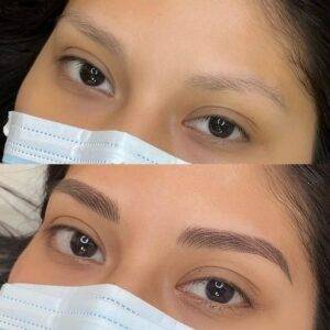 Hasil sulam alis natural realistic stroke Nina Chen Studio Surabaya
